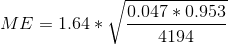 ME =1.64 * \sqrt{\frac{0.047*0.953}{4194}}