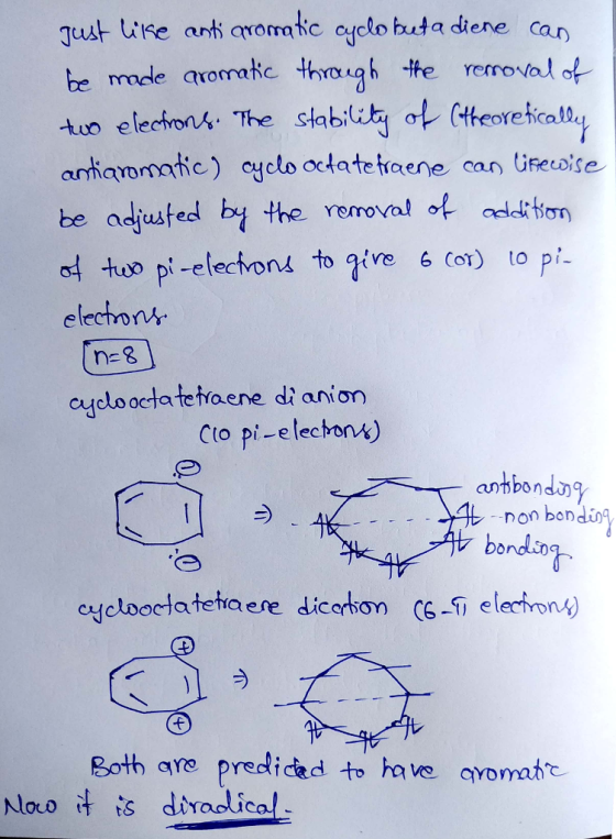 gust tihe, ant oomic oyclo buta diene can tuo electrons Tthe stability ot Hteorec04 be adjusted b the vemmvai ot adio e avorm