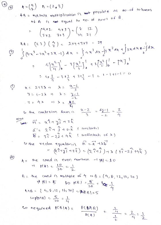5 an A no. of columns of B of A is -6) B =(2,3) +B 2 matnix multiplication is not possible on not equal to no. of rows ( ) (