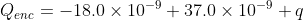 Q_{enc}=-18.0\times10^{-9}+37.0\times10^{-9}+q