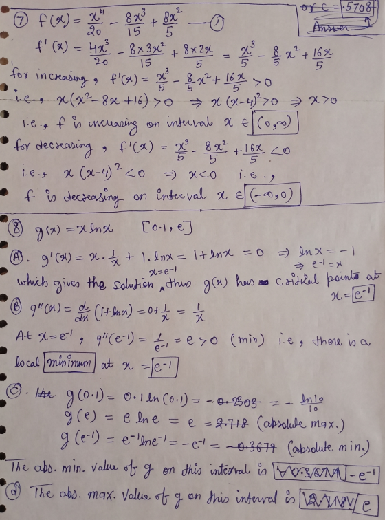 2 15 + 20 15 5 for increasing a >o orc = .5708 ② f(x) = x - 8x² + 8x 20 5 Answer f (x) = 4 x ² 8x34² 8x2a 8x² + 164 5 , f(x)