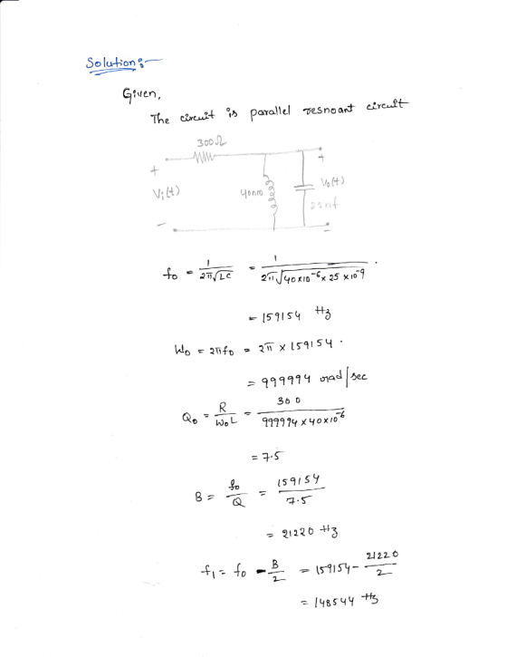 Solution:- vlen, The crult Ъ parallel -oes n art cLrcRt 300 VA Et) 36 o oxID =7.5, 知 15915Y 구.