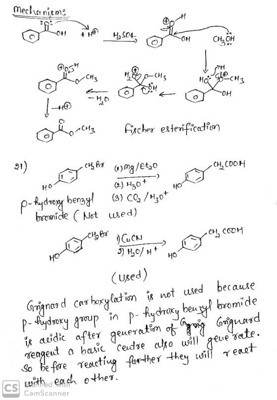 Mechanismo I few Tº H, SO4, OH + H2 HO -CH3 O sim o tome OH -CH? Fischer esterification 468 omg/Etzo y CH, COOH Hoch - (2) H3