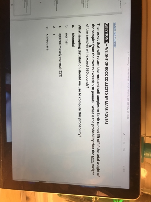 407 sampings for review SET 1 FOR POSTING.pdf 291, 12 ) review-SE SAMPLING THEORY QUESTION 7 - WEIGHT OF ROCK COLLECTED BY MA