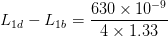 L_{1d}-L_{1b}= \frac{630\times 10^{-9} }{4\times 1.33}
