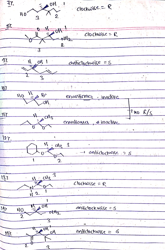 2 SAOMI Hov n . clockwise ER 0 2 2 2 1 clockwise * Atlas 11 1. anticlockwise is 1 107 enantiomer inaclive SEA Rn -OH Timo R/s