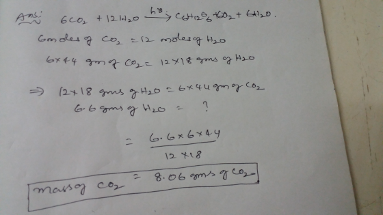 Ans; 6co, +12420 y Cotia +682 + 6H2o. Gmoles of co₂ = 12 moles of H₂O 6x44 gm of co₂= 12x18 gons of H2O - (2x18 gms of H₂O =