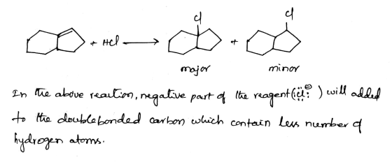 major minor bove reaction, negative part of the reagentlich will added to the double bonded carbon which contain less number