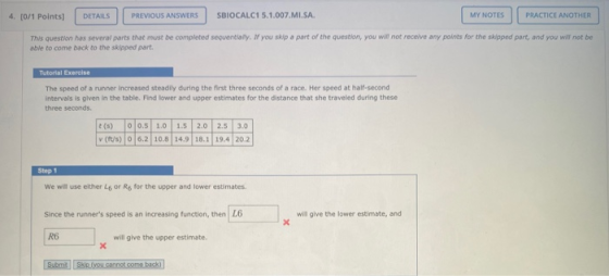 4. (0/1 Points] DETAILS PREVIOUS ANSWERS SBIOCALC1 5.1.007.MI.SA. MY NOTES PRACTICE ANOTHER This question has several parts t