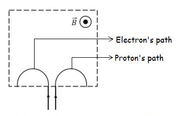 B Electrons path Protons path -