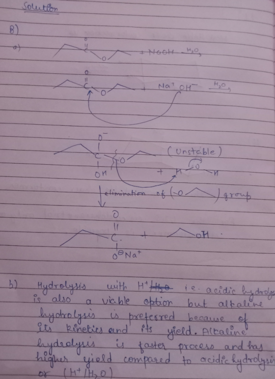 blution + NGOH H₂O A Mat oH unstable telimination of to group e. LAH. Nat 6) Hydrolysis with H+46 ie acidic hydroly is also a