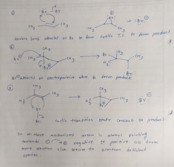 BY cH3 c3 cn3 ch3 to form mo duet cyelic T.s. to farm double bond attacler on Br сиз CH 3 .cn3 .3 CH3 BY form pmduct Broatacl