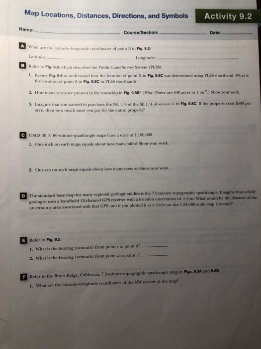 ap Locations, Distances, Directions, and Symbols Activity 9.2 Name: Date: Course/Section: What are the latitude-longitude coo