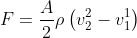 F = \frac{A}{2}\rho \left ( v_2^2-v_1^1 \right )