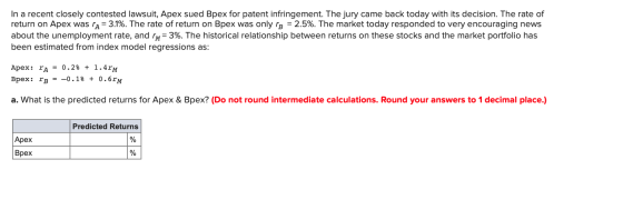 In a recent closely contested lawsuit, Apex sued Bpex for patent infringement. The jury came back today with its decision. Th