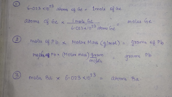 moles Ge ams Pb mols 2 3