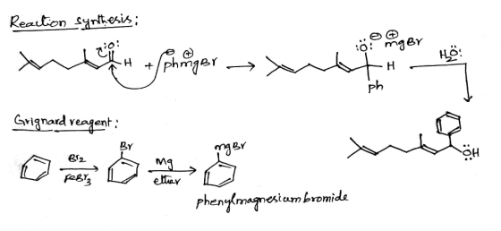 Reaction synthesis: e-- u Grignard reagent: 812 MA *6*5 ய 28, ether phenylmagnesicum bromide