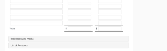 Totals eTextbook and Media List of Accounts