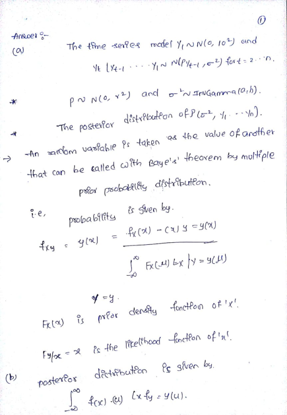 0 The time sefes mdel Y, o) und The postemordstutean of An that can be eated añh Bayeィ, theorem by multiple e,