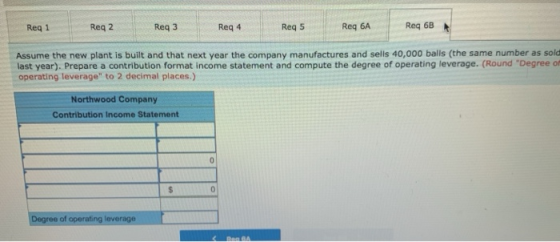 Reg 1 Reg 2 Reg 3 Reg 4 Req 5 Req 6A Reg 6B Assume the new plant is built and that next year the company manufactures and sel