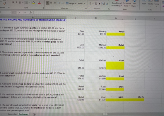 BIU Merge & Center $ - % -48 Conditional Format as Cell Formatting Table Styles Insert Delete Format Font Alignment Number Ce