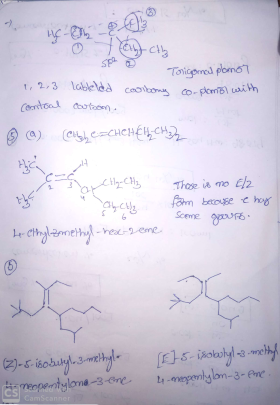 SP2 Toigomod plomo t,2/3 ableled coobomu Co-plomol wi Ph Ceantoal cotacn C CCHCCH a) a8e Those is mo E/2 form becouse hoy Sce