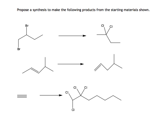 Propose a synthesis to make the following products from the starting materials shown. CI CI = ctn