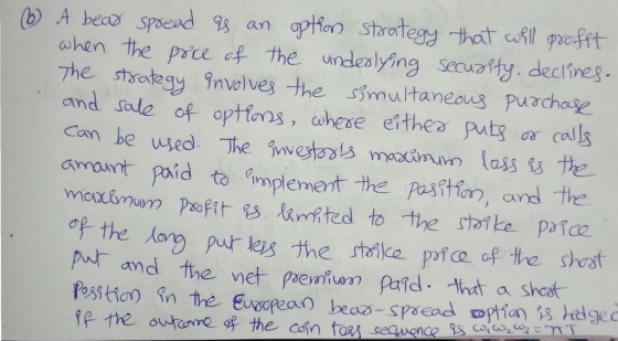 when the prce of the umdeslying secuaty. declineg The stsotegy involves the ssmultaneous purchase and sale of optians, ohese eithes putg or cals amant paid to mplement the passtan, ansl the of the ong put les the strilke potca of the sheat put and