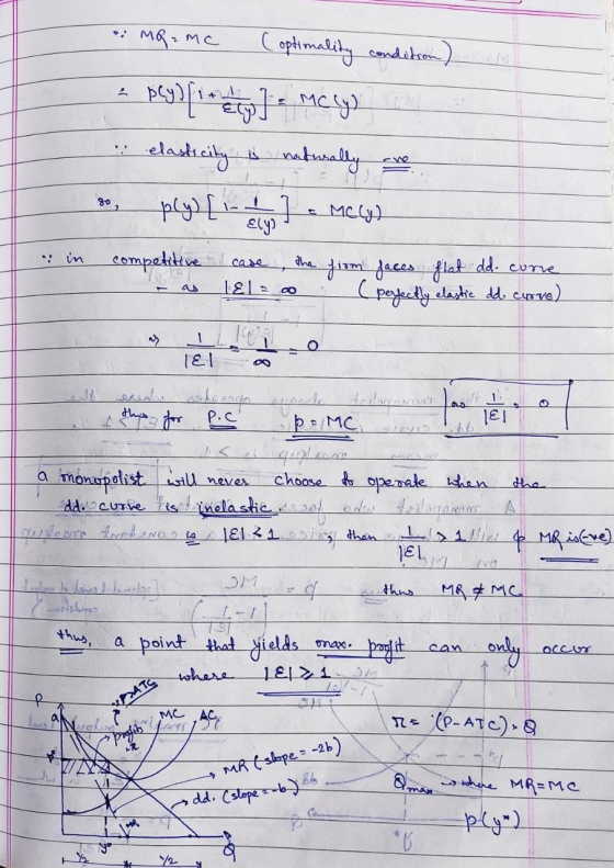 Mely) MR. Mc (optimality condition) ply) liety - Mcly) elasticity is naturally one ply) [i-1] . 80 Ely competitive the as TEL
