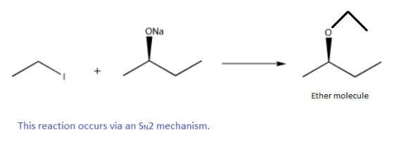 ONa Ether molecule This reaction occurs via an SN2 mechanism.