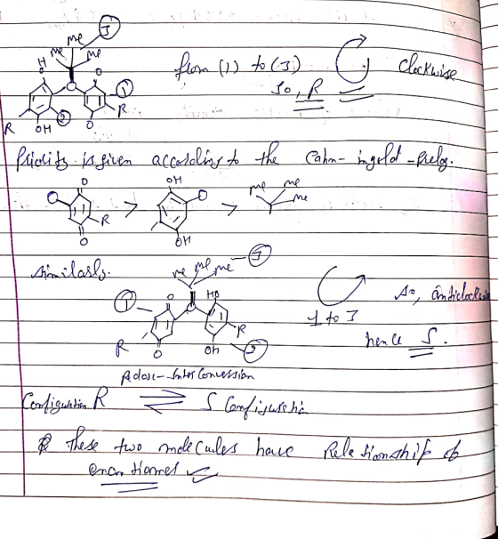 clockwise kon w __ to (3) **JOR Africlity is given according to the Cahn- ingold frels. Shmilasly. 1 so, andilochish 4 to 3