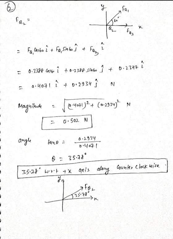de = fa, cosbo? + Fa, sinto ] + Faz ? = 0.3388 Coyou î +0.3388 Simbo + 0.2377 î 0.4071 ĉ + 0.2934 N Magnitude - 0.4071)2 + (0