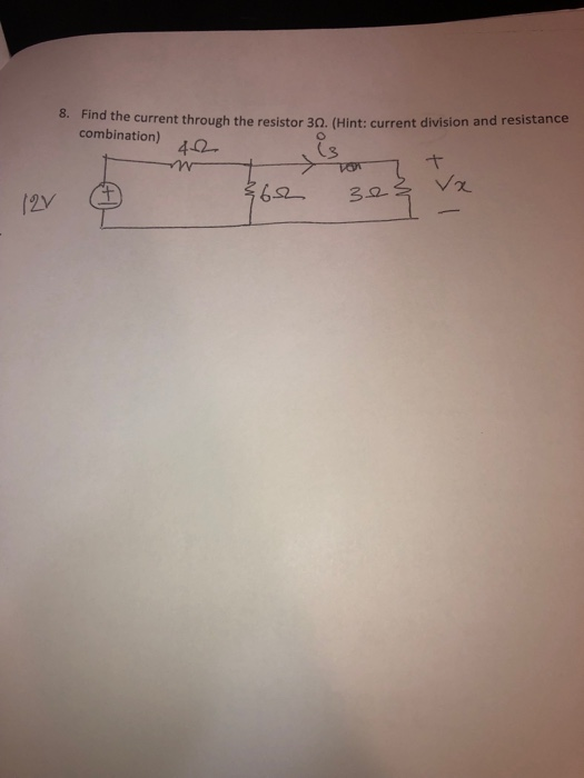 8. Find the current through the resistor 30. (Hint: current division and resistance combination)40 &s C3.
