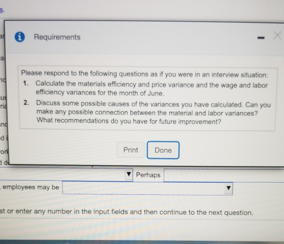 S. 0 Requirements X Х al ng cus Please respond to the following questions as if you were in an interview situation: 1. Calcul