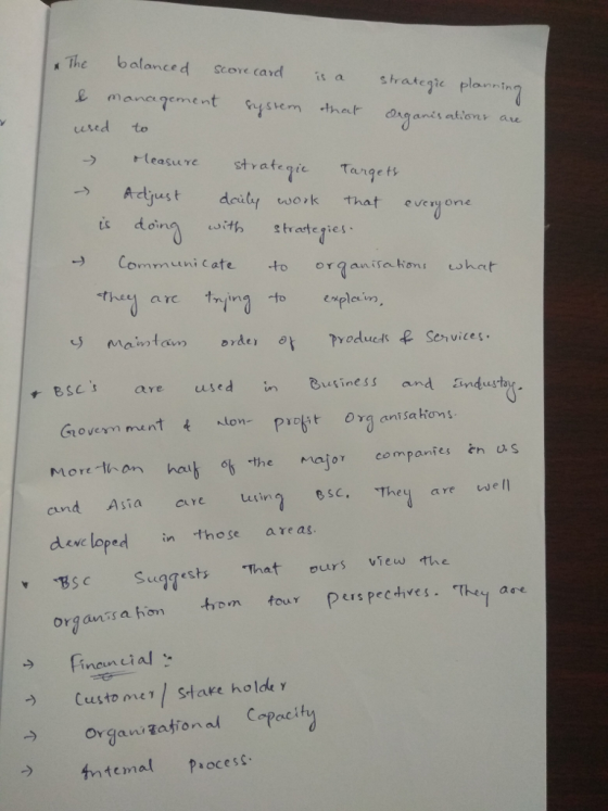 The balance d Score cardisa srateghe lng 7 used to teasure strategie Tangets → Adjust daty work that everyone Communi cate to organitetions twht a rc in eplem scs are used inBusiness and inku Groverm ment onprt orq anisaioms More-t1\ an halk 66the major companiesễnas e sc, Tthey are well are Lsin deve loped in those areas BSCSuggests That urs view the organis ahonhm fourDers pectives. Finencial Custo me stare holde oraw rational Copocity tntemal Poces