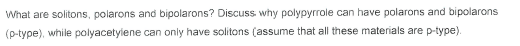 What are solitons, polarons and bipolarons? Discus