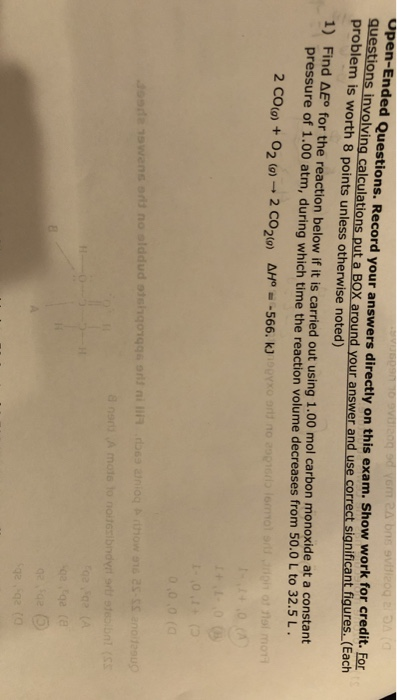 v 50 vom Abs 1200 DA per-ended Questions. Record your answers directly on this exam. Show work for credit. For Lions involvin