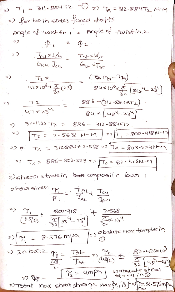 2) 7) 22 2) 311-884T2 - 27 TA = 312-884T; MAM e) for both sides fisced shafts Angle of twist in iz Angle of twistina Ⓡi 02 Tu