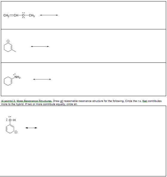 Image for Resonance Structures. Draw one reasonable resonance structure for each of the following. More Resonance, Struc