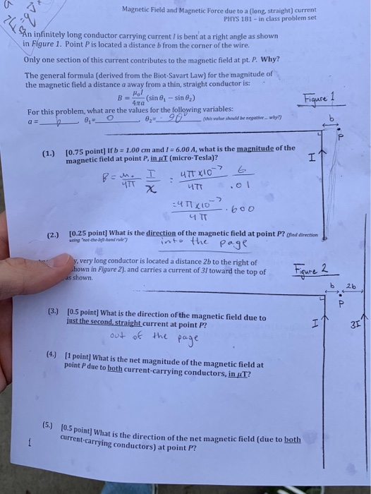 Magnetic field and Magnetic Force due to a (long, straight) current PHYS 181 - in class problem set An infinitely long conduc