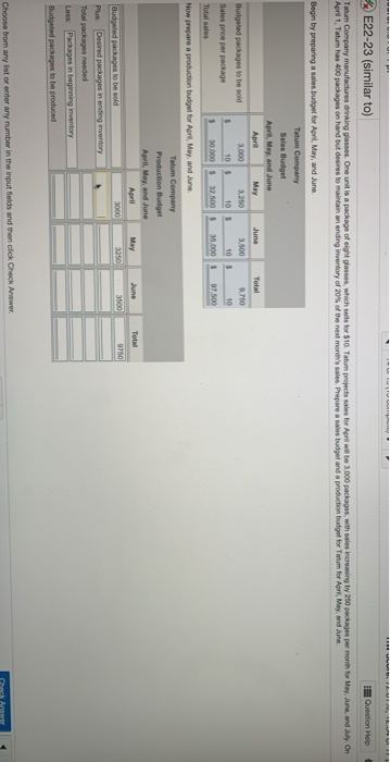 RE22-23 (similar to) Question Help Totum Company manufactures drinking glasses. One unit is a package of eight glasses, which