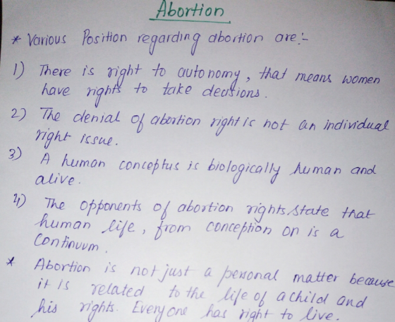 Abortion Vaious Position regarding aborton ore ]) There is night to auto nomy , hat means women have nghto take desions ight