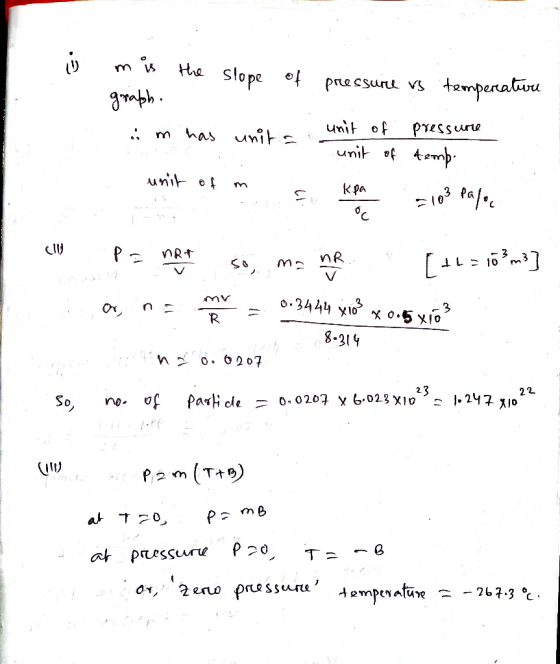 ن mis the slope of pressure is temperature graph. .. has unita unit of pressure unit of tempo kpa = 103 Palec unit of oc 3 Pa