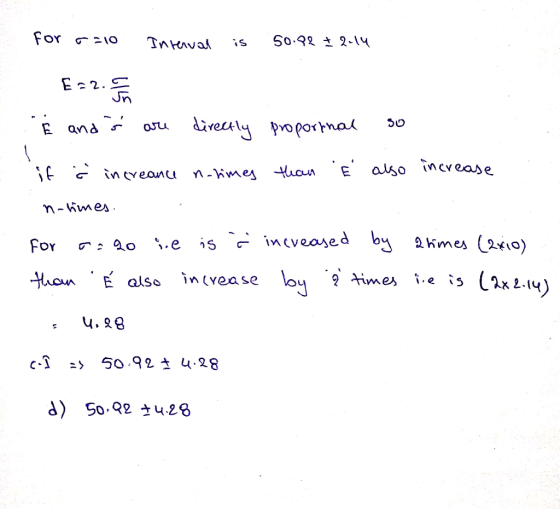 for r=10 Interval is 50.22 I 2-14 €32. . Å and i are directly proportnal so if i increance n-times than ľ also increase n-t