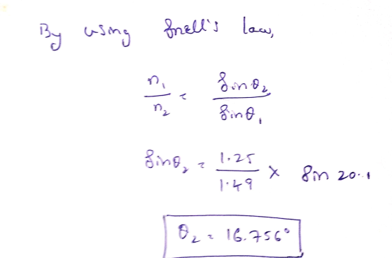 By using nells law, Sonda fino, ng fino, 1.25 7 8in 20 1:49 OL 16.756°