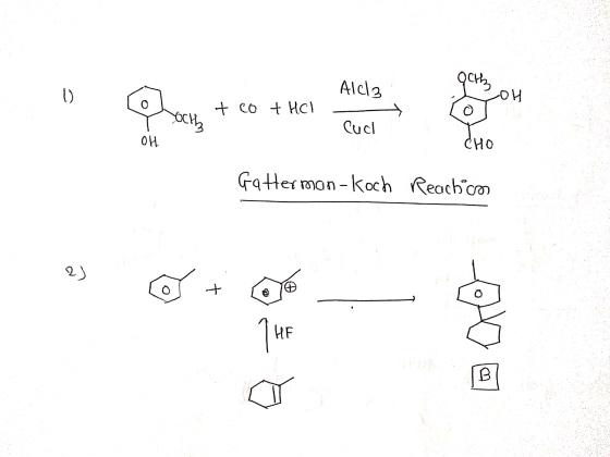 AlCl3 Qch, ОИ с о + Сб + HCl бен, Cucl ОЙ сно Gatterman-Koch Reachico 2) - THE B