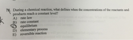 During a chemical reaction, what defines when the