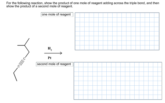 For the following reaction, show the product of on