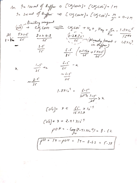 so, in lovme of Ruffer a [cogerse}a (cacaolo in in some of Buffer Cuzcur]= [cfccolo M = 0.29 limiting reagent 67 ch coon 2 cu