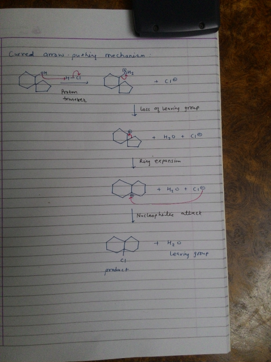 Curred arow-puthing mechanis, ta + cio Proton tranther loss of leaving group + H₂O + Cio Ring expansion Nucleophetic attack H